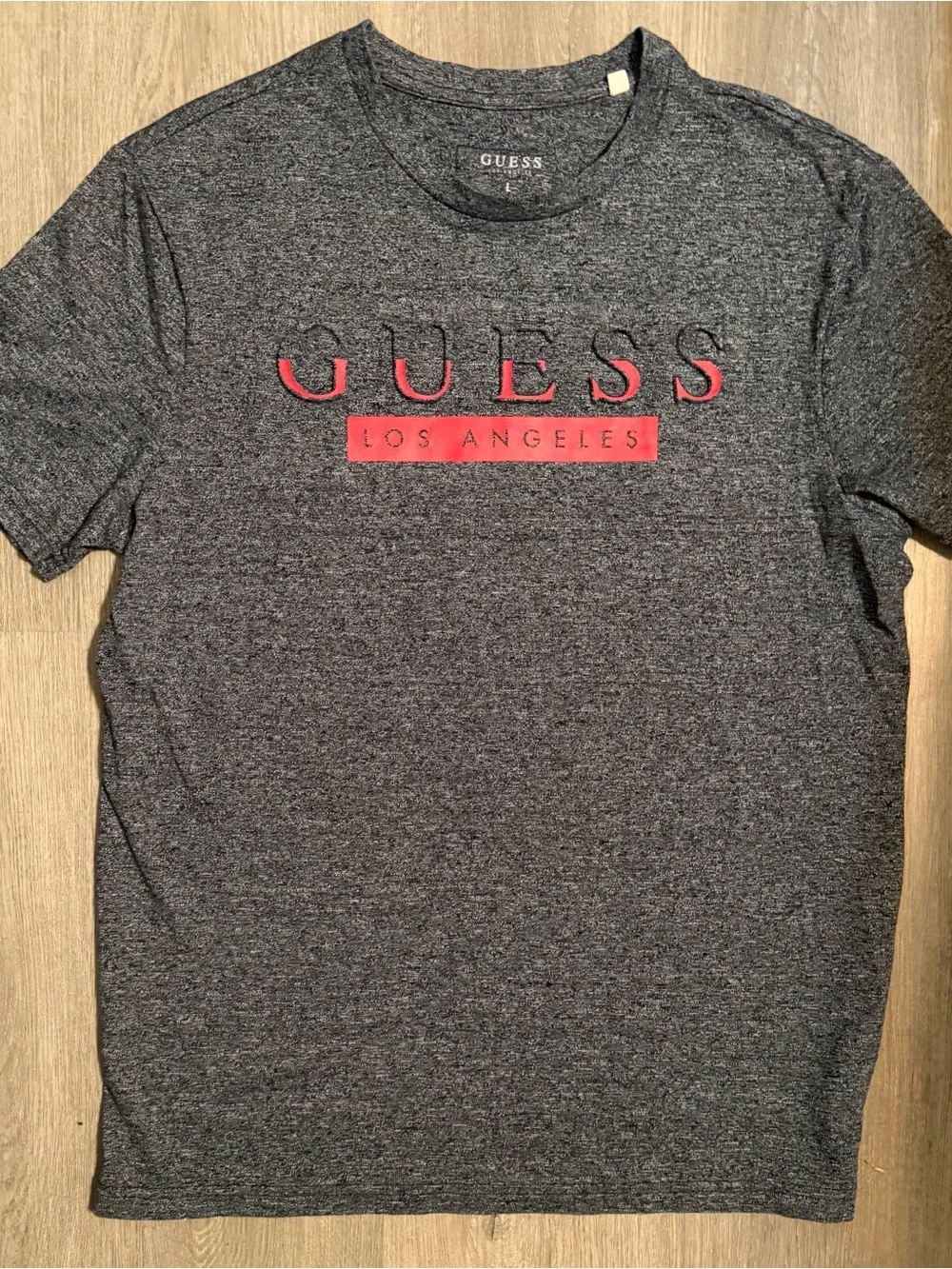 Guess Heather Charcoal Tee with Red Los Angeles Logo - Picture 2 of 6